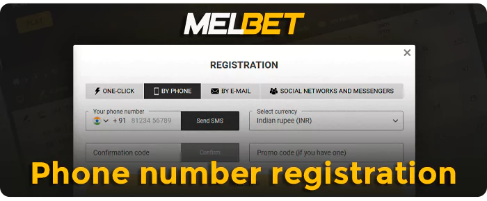 Registration of an account by phone number on the bookmaker's site MelBet