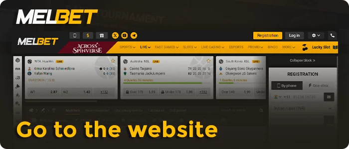 Go to the MelBet India website