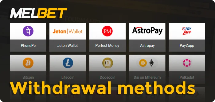 Withdrawal methods at MelBet bookmaker