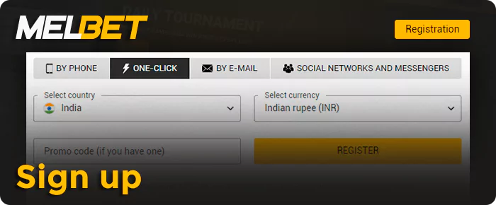 Sign up or log in to your Melbet account