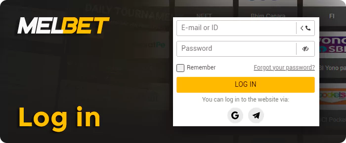 Go to your account on the Melbet website - sign in