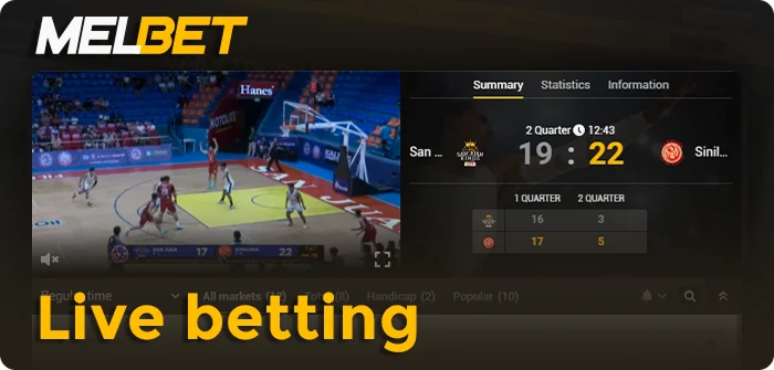 Make live bets at Melbet