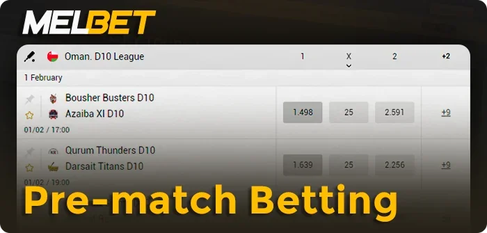 Melbet Pre-match betting