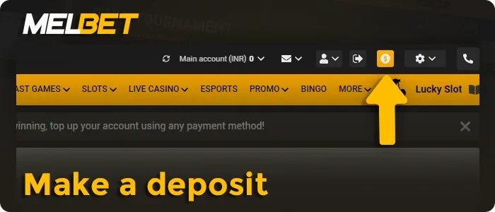 Make a deposit at Melbet site